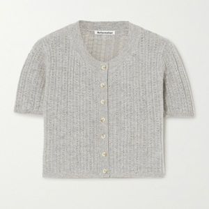 Reformation Grey Germaine Cropped Cashmere Sweater NEW